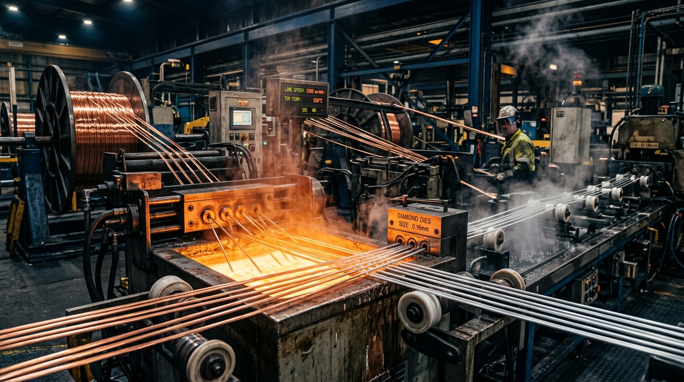 Molten Tin Bath and Copper Wire Drawing Machine at Tekla Energy Plant
